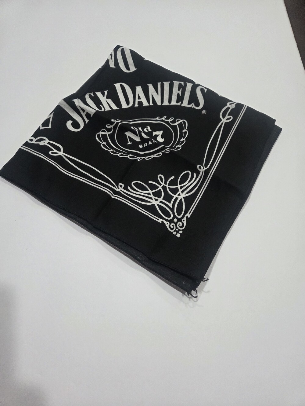 Jack Daniels Black and White Logo Bandana 21×21in.
